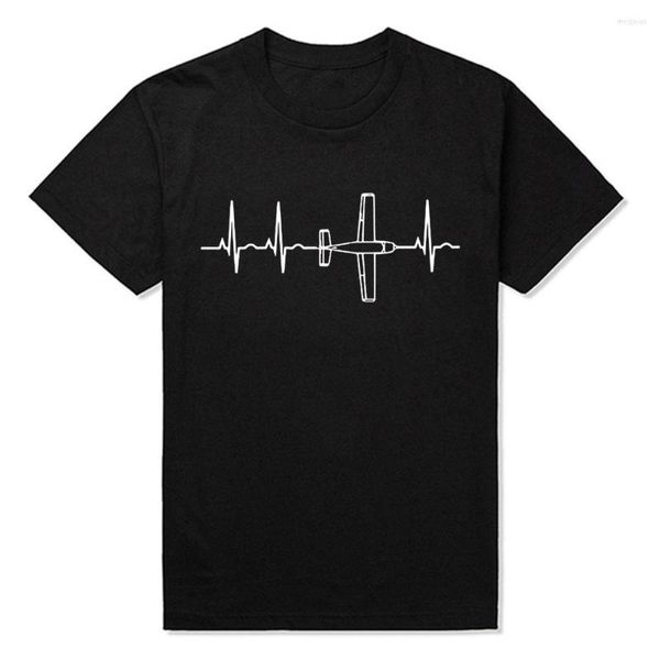 Herren T-Shirts Est Fashion Tops Sommer Cooles lustiges T-Shirt Flugzeug Pilot Shirt Heartbeat Flying Gift Tee