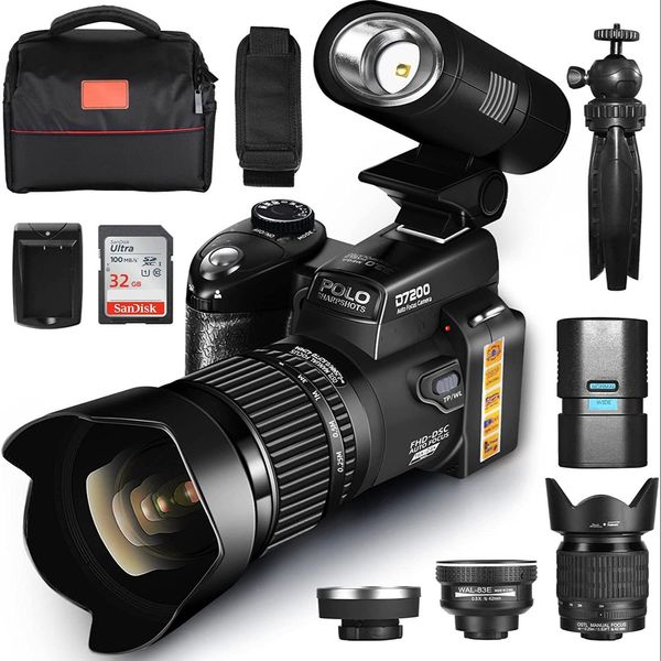 Kameras G-Anica Digital Digitalkamera 33MP DSLR-Kamera mit 24-fachen Telepo-Objektivprofi Digitalkamera 1080p Videokamera 6437