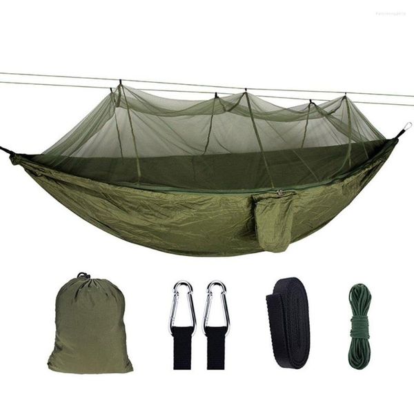 Almofadas ao ar livre camping hammock dupla 210t nylon nylon à prova de mosquito à prova de ar-que respirável Anti-mosquito Durável Swing