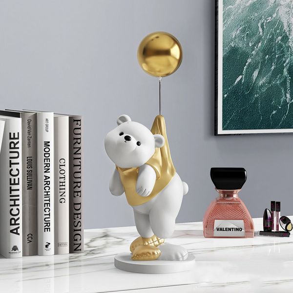 Dekorative Objekte Figuren Statue Desing Home Ornaments Balloon Flying Bear Sclupture Resin Figur Table ation home Room 230508