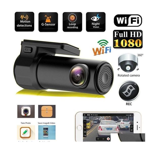 dvr per auto Dvr per auto 1080P Smart Wifi Dvr Mini Dash Cam 140 gradi Fl Hd Night Version Den Camera con Gsensor Monitor di parcheggio 24 ore Drop Del Dhu8Q