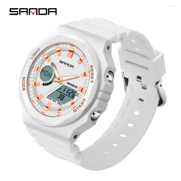 Relógios de pulso Sanda 2023 Relógios femininos casuais Fashion Luxury Digital Quartz Watch for feminino Relógio 5ATM Relogio feminino à prova d'água