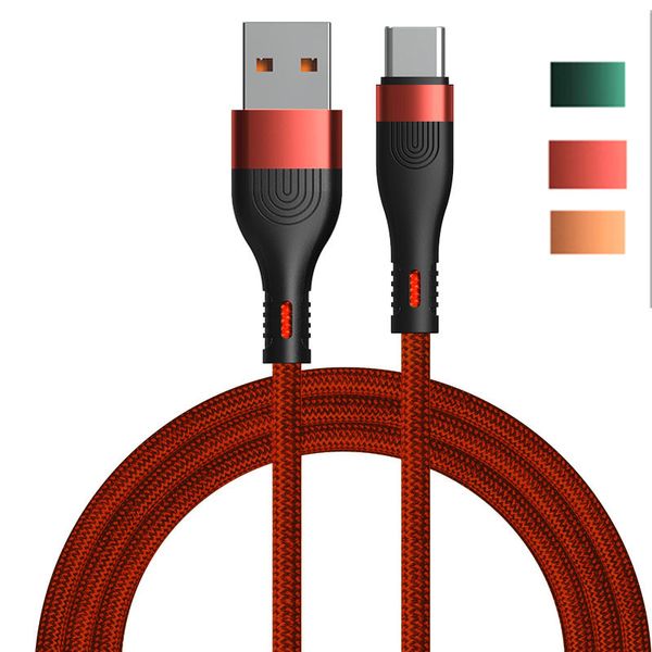 2M Nylon geflochtene Kabel Mehrfarbig Typ C Micro USB Datenkabel 2.4A Schnellladekabel für Samsung Xiaomi Huawei Handys