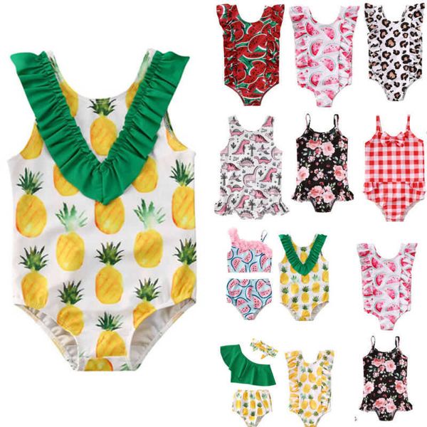 Kinderbadebekleidung Sommer-Badeanzug für kleine Mädchen Kleinkind Baby Mädchen Bikini Anzug Früchte Druck Rüschen Badeanzüge Bademode Badeanzug P230509
