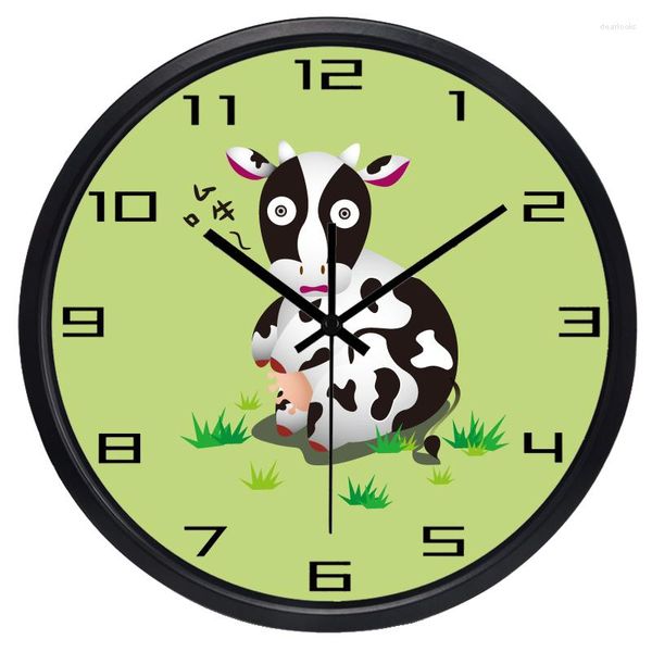Relógios de parede estro mudo garotas grandes canteiro relógio elegante vaca durável