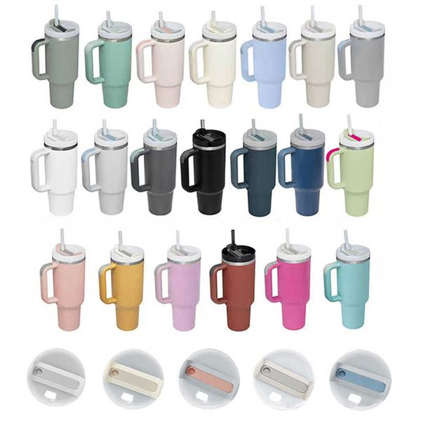 Ferramentas de chá de café 40 onças com tampa da alça e palha isolada aço inoxidável dupe caneca caneca fria de café fria para água quente e fria 40 oz p230509