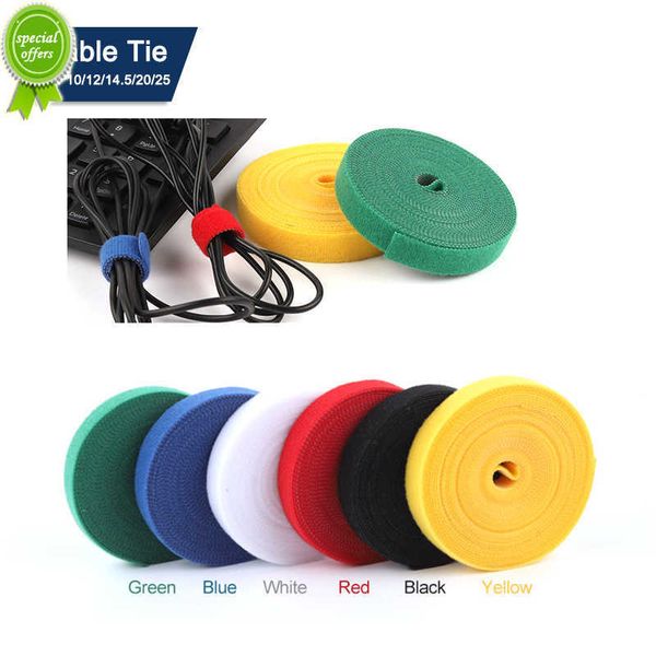 Neue 5 m/Rolle 10/12/14,5/20/25 mm Breite Kabel-Organizer, USB-Kabelaufwicklung, Nylon, frei geschnittene Kabelbinder, Maus-Kopfhörer-Kabel-Kabelbinder