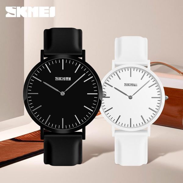 Armbanduhren SKMEI Paar Uhren Frau Mann Mode Lässig Quarzuhr Leder Bunt Liebhaber Unisex Geschenk Uhr 9179