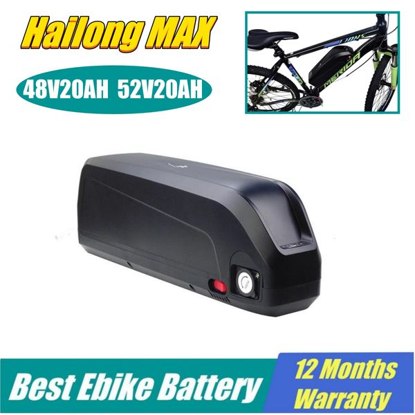 Bateria de Ebike Células Panasonic Original Ion Lítio 52V 48V 20AH Batis de bicicleta elétrica Hailong Max construído em 30A BMS 500W750W 1000W 1500W