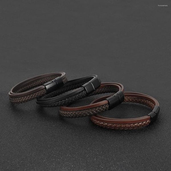 Bracelets de charme 4 camadas/conjunto para homens vintage sinalizada em couro étnico pulseira tribal pulseira pulseira de corda