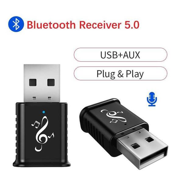 Mini adattatore Bluetooth per auto 3.5aux ricevitore Bluetooth stereo parlabile USB Bluetooth doppia uscita