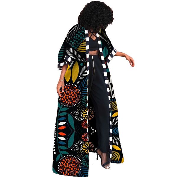 Etnik Giysiler Kadınlar İçin Afrika Kıyafetleri Dashiki Sonbahar Kış Afrika Baskı Uzun Gömlek Hırka Ceket Elbise 230510