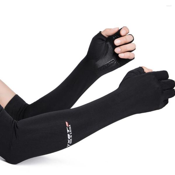 Ginocchiere Guanti di protezione solare Protezione del braccio Panno di ghiaccio Manica Tessuto Seta Sport Corsa Ciclismo Copertura UV Cool Summer Outdoor