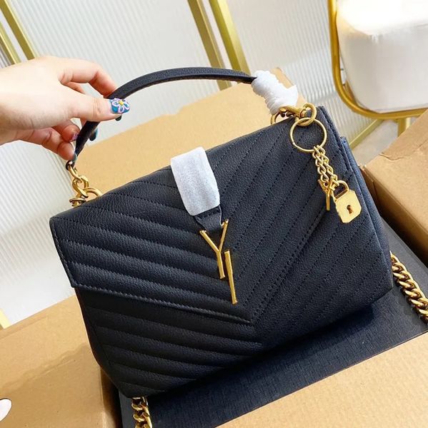 Designer-Tasche Damen Kaviar Taschen Handtaschen Umhängetaschen Tote Bagg schwarze Kettentasche Kalbsleder klassische diagonale Streifen gesteppte Ketten Doppelklappe mittlerer Umhängetasche