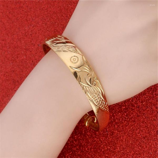 Bangle Copper Phoenix Dragon Vintage Jóias de pulseira para mulheres Presente de amigo