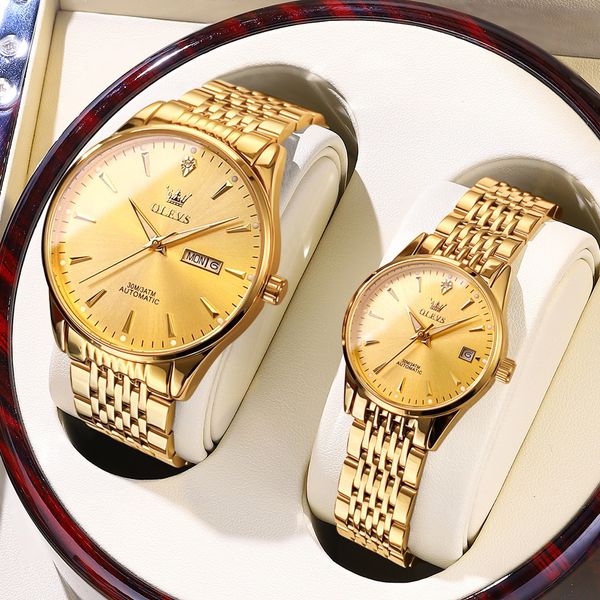 Наручительные часы роскошные лучшие бренд Пара смотрит, как мужчины Женщины Автоматическая водонепроницаем