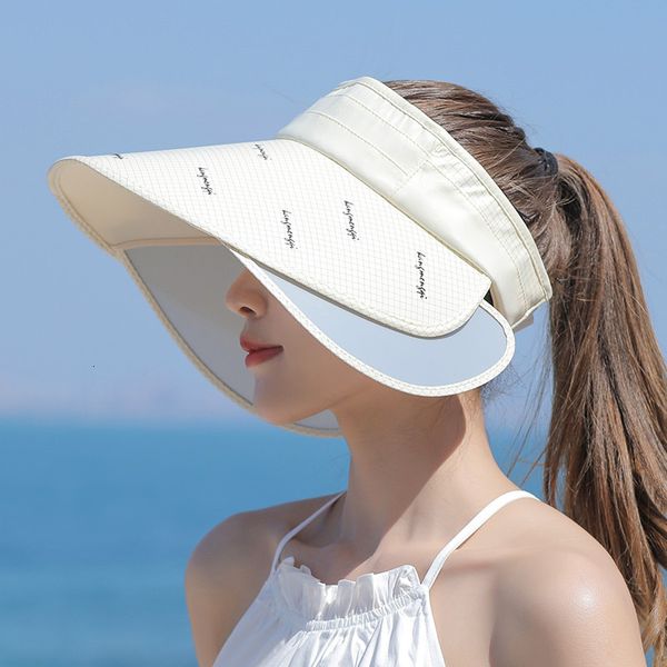 Geniş Memlu Şapkalar Kova Geri Çekilebilir Vizör Yüz Boyun Koruma Güneş Şapkı Yaz Kadınlar Güneş Koruyucu Plaj Kapağı Açık Hızlı Golf 230509