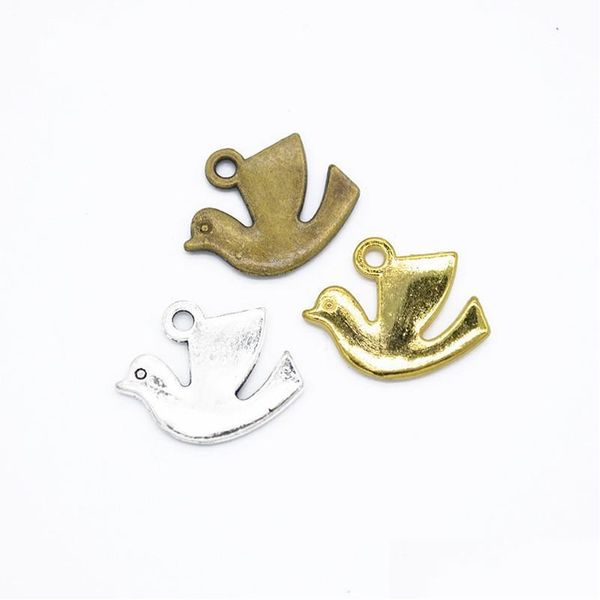 Charms 500pcs /lote mini tamanho 15x1m Peace Bird Pingente para Jewerling DIY Jewerling Fazendo entrega de jóias de entrega componentes DHGPA