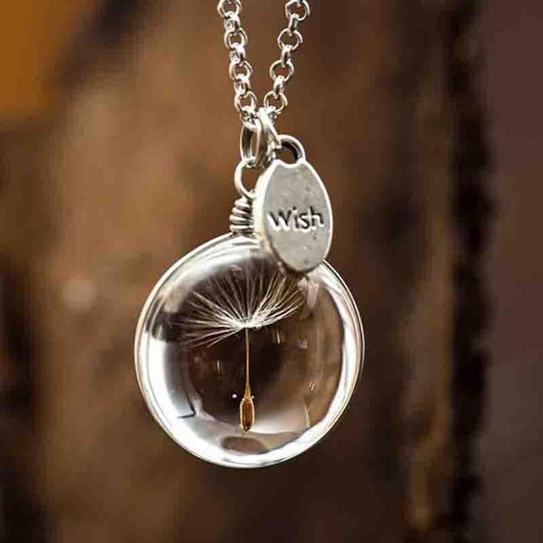 Ketten RXSMll Löwenzahn Halsketten Für Frauen Mädchen Einfache Handgemachte Zeit Edelstein Herzförmige Runde Oval Kristall Halskette Schmuck Geschenk