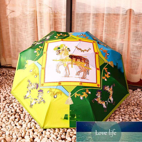 Luxo Retro Carriage Big Brand Sun Umbrella Automatic Sun Protection Protection UV Sun Umbrella Tide Brand