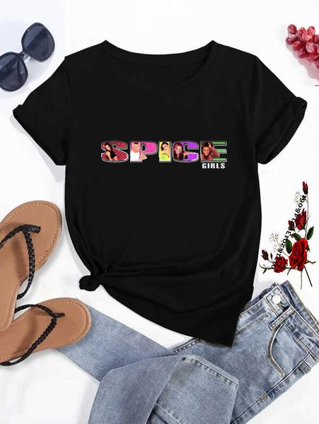 Kadın T-Shirt Spice Girls Print komik çizgi film tişörtleri kadın anime t-shirt harajuku grafik üst tees yaz gündelik kısa kollu tshirts kadın p230510