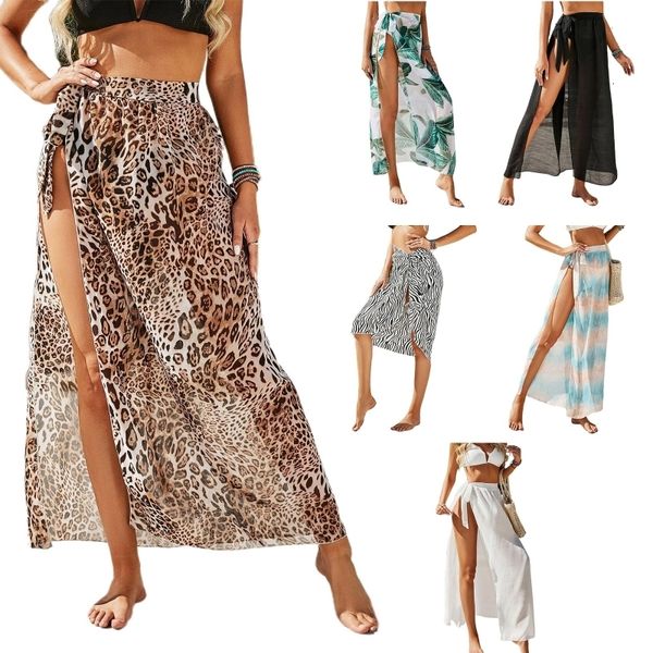 Menas de banho feminina Mulheres praia Sarongo Cobrir o maiô da LEOOPARD TIBA CAISTA CHIFFON WRAP SKIRT 230510