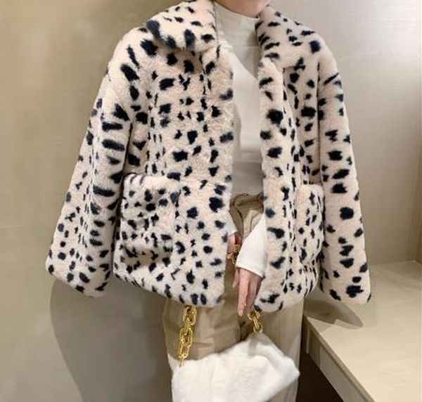 Frauen Pelz Faux 2023 Winter Frau Retro Leopard Print Mantel Damen Flut Koreanische Britischen Lose Mode Streetwear Warme Jacke