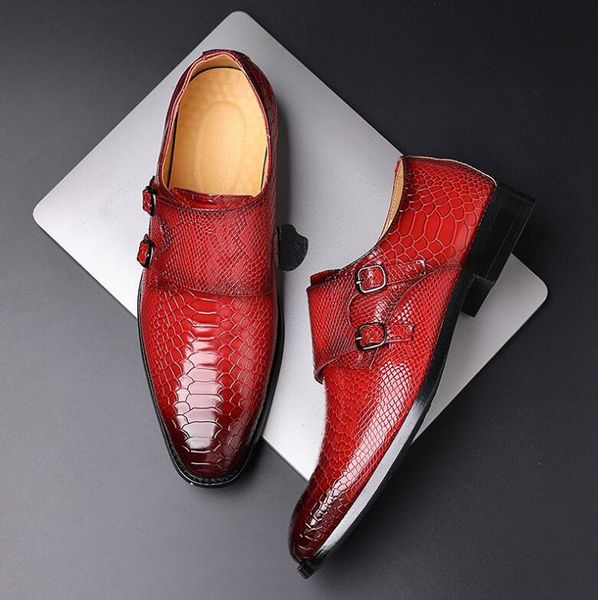 Moda in pelle stile vintage uomo scarpe eleganti doppio monaco cinturino fibbia mocassini matrimonio scarpe eleganti di buona qualità taglie forti 38-48