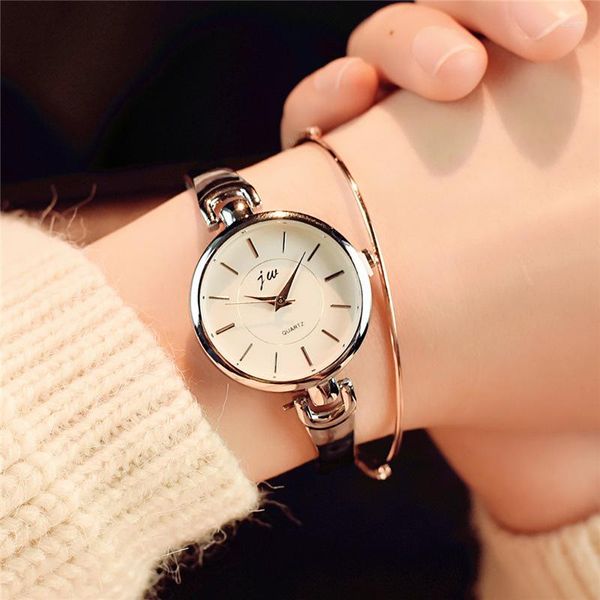 Нарученные часы JW Crystal Rose Gold Watches Women Fashion Bracelet Quartz Watch платье Relogio fominino orologio donna