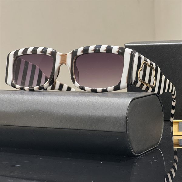 Mode Luxus Designer Sonnenbrille für Frau Zebrastreifen Rechteck Rahmen Herren Brillen Gold Brief Seite Goggle Sonnenbrille Frauen Brillen