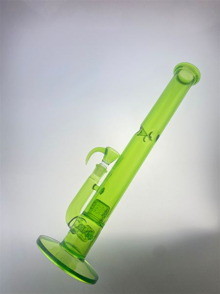 Glas-Shisha-grüne Bong, 18 Zoll, 18 mm, 360-Grad-Kappe, 3 Vorteile, gerader Hals