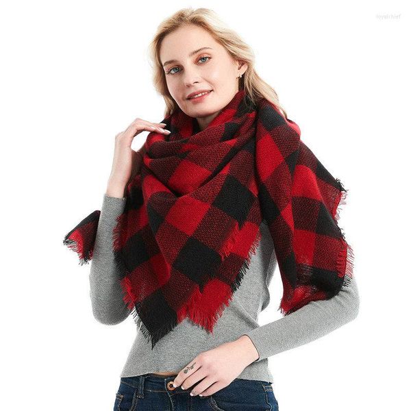 Шарфы женский вязание зимнее шарф -шарф квадратный кашемировый клетка теплое одеяло Шаль 140 140 см.