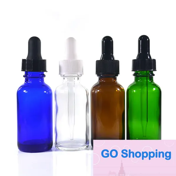 Âmbar simples âmbar azul verde boston garrafa de gotas de vidro com tampa à prova de crianças eliquide ejuice Óleos essenciais garrafa 100pcs 30ml 1oz