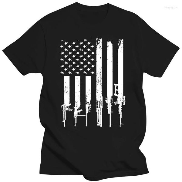 Herren-T-Shirts, Amerika-Flagge, Pistole, USA-Shirt, cooles Geschenk, patriotisches 2. Verfassungszusatz, Gewehr-Herren-T-Shirt
