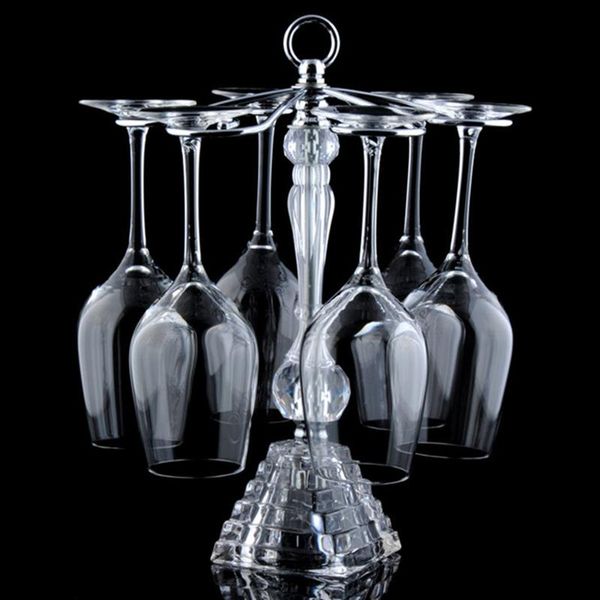 Organização de luxo titular vidro vinho metal cristal suporte 6 ganchos taças rack armazenamento cozinha bancada organizador copos rack secagem