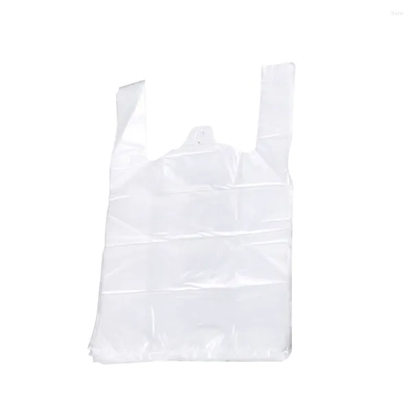 Bolsas de armazenamento 100 PCs Clear Tote Compras de sacola plástica de bolsa branca