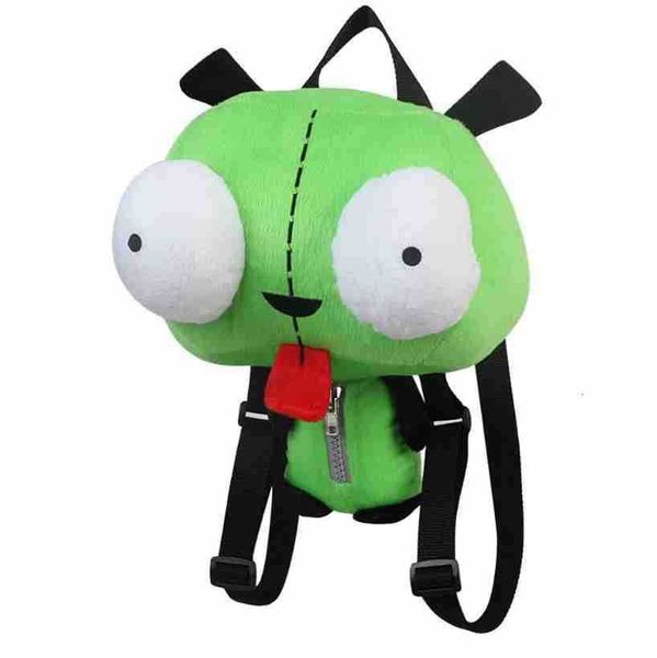 Mochilas Alien Invader Zim 3D Eyes Robot Gir fofo Backpack Back Xmas 14 polegadas de alta qualidade Presente para crianças 230509