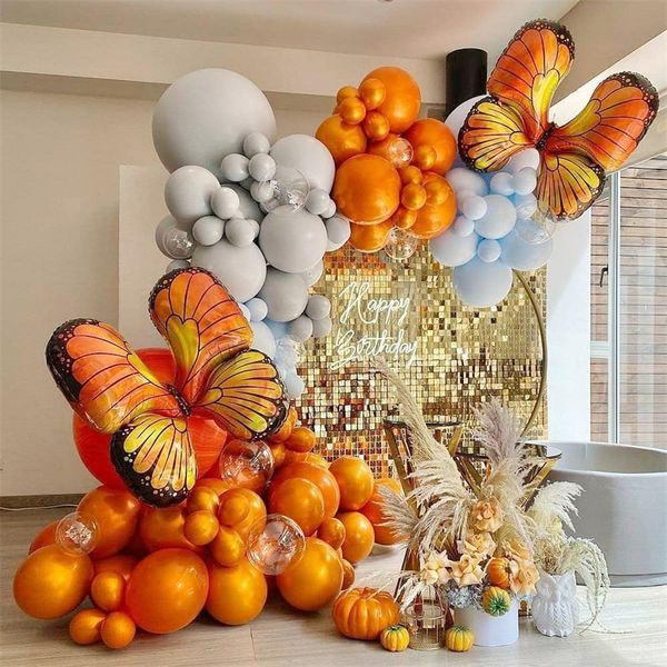 5sets Butterfly Latex Balloon Garland Arch Kit Orange Lement Forest Wild Home Decor Decoration Decoration