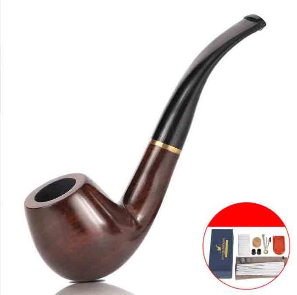 Set di pipe per sigarette in legno massello di sandalo per tabacco da mano con portafiltro portacoltelli più pulito Accessori per utensili in rete 2 stili