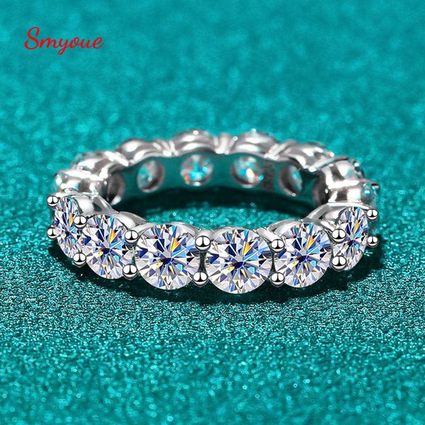 Solitaire Ring Smyoue 7ct 5mm anel completo para homens Men, cintilando redondo, com entranidade de diamante Banda de diamante S925 Sterling Silver 230509