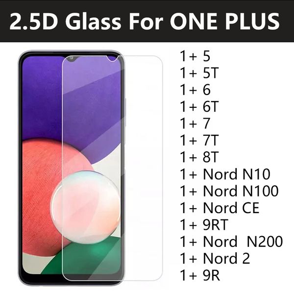 Premium 2,5D klarer Handy-Displayschutz aus gehärtetem Glas für ONE PLUS 5 5T 6 6T 7T 8T ONE PLUS 7 Nord N10 N100 NORD CE