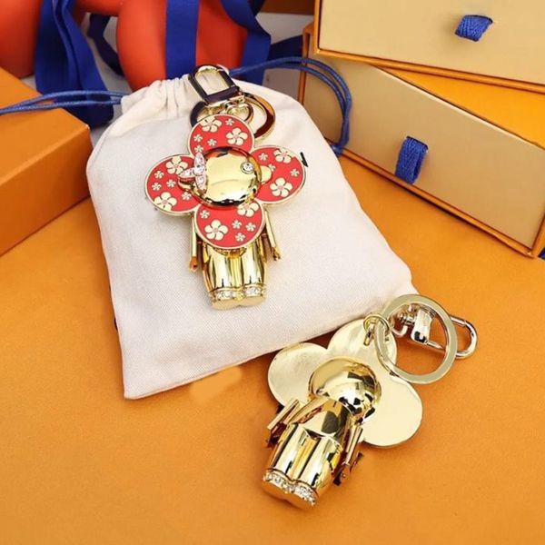 Fun Design bag charms luxury designer couples keychain New Sunflower Keyring Pendant Cute Panda key holder Fashion accessories for women men