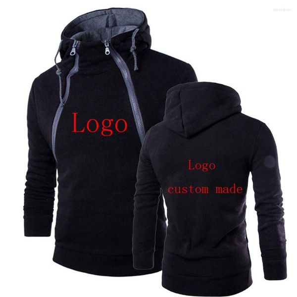 Felpe con cappuccio da uomo Personalizzazione logo Stampa Felpe tinta unita da uomo Maniche lunghe Tute in cotone con doppia zip Cappotto Pullover Top