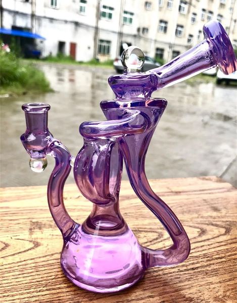 Bong Wasserpfeife Glaspfeifen Recycler Bohrinsel mit 14-mm-Kopf zum Rauchen von Wasserpfeifen Bubbles Heady Shisha Dab Rigs