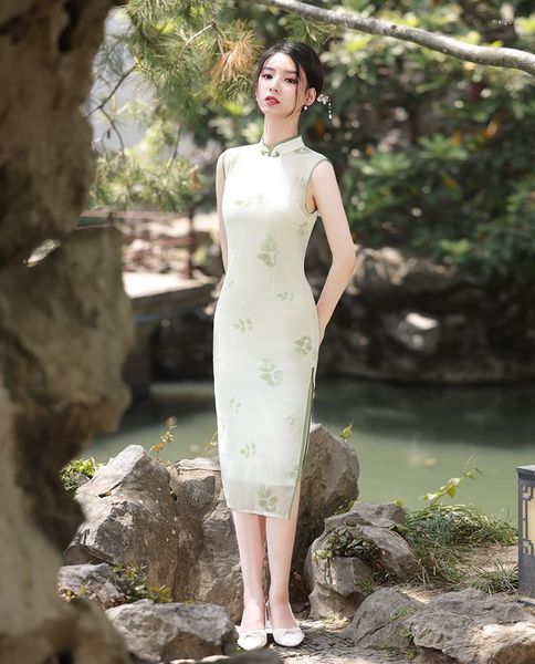 Abbigliamento etnico di alta qualità giovane alla moda moderna signora cheongsam cinese tradizionale abito nazionale abbigliamento estivo senza maniche tutti i giorni