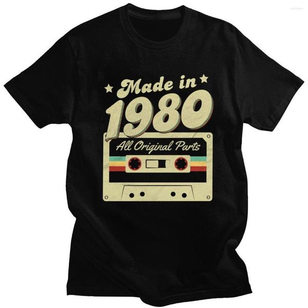 Herren-T-Shirts, hergestellt im Jahr 1980, T-Shirt zum 40. Geburtstag, 40 Jahre alte Schule, Retro-80-Shirt, Jubiläums-Baumwoll-Top, kurze Ärmel, einzigartiges T-Shirt