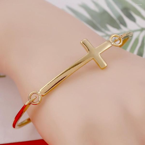 Bangle Mody Men Women Religous Bracelet Cross Cuff Bulches para joias Punk Gold Color Gifts