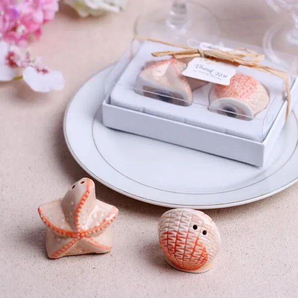 Симпатичный 2pcsset Seechell Beach Theme Sale и Pepper Shaker для детского душа свадебный подарок