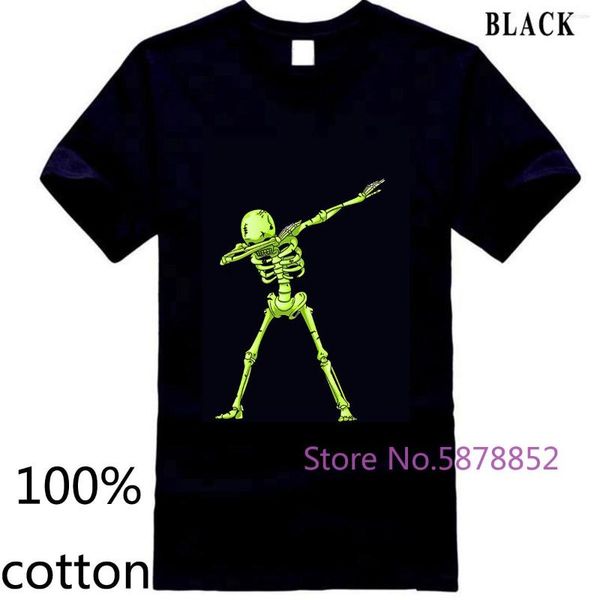 Herren T-Shirts Dabbing Skeleton Halloween Neon Green Dab Dance Slim Marke Kawaii Print Shirt T-Shirt Tops Tees Baumwolle