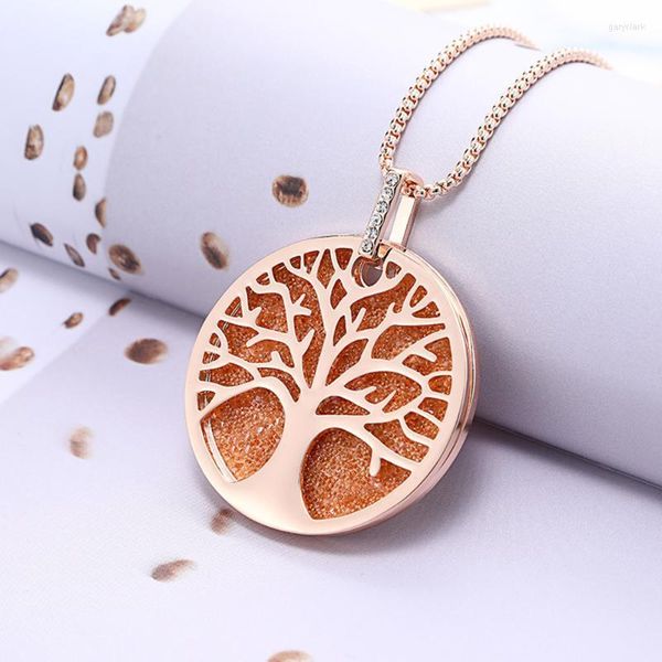 Collane con ciondolo 2023 Trendy Tree Of Life Collana in pelle cristallo doppio strato grande fascino pianta gioielli di moda per le donne regali all'ingrosso